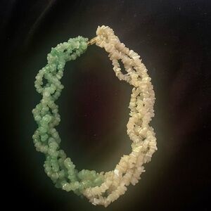 Elegant Green and Cream Beaded Necklace